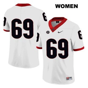 Women's Georgia Bulldogs NCAA #69 Jamaree Salyer Nike Stitched White Legend Authentic No Name College Football Jersey OMW8454PK